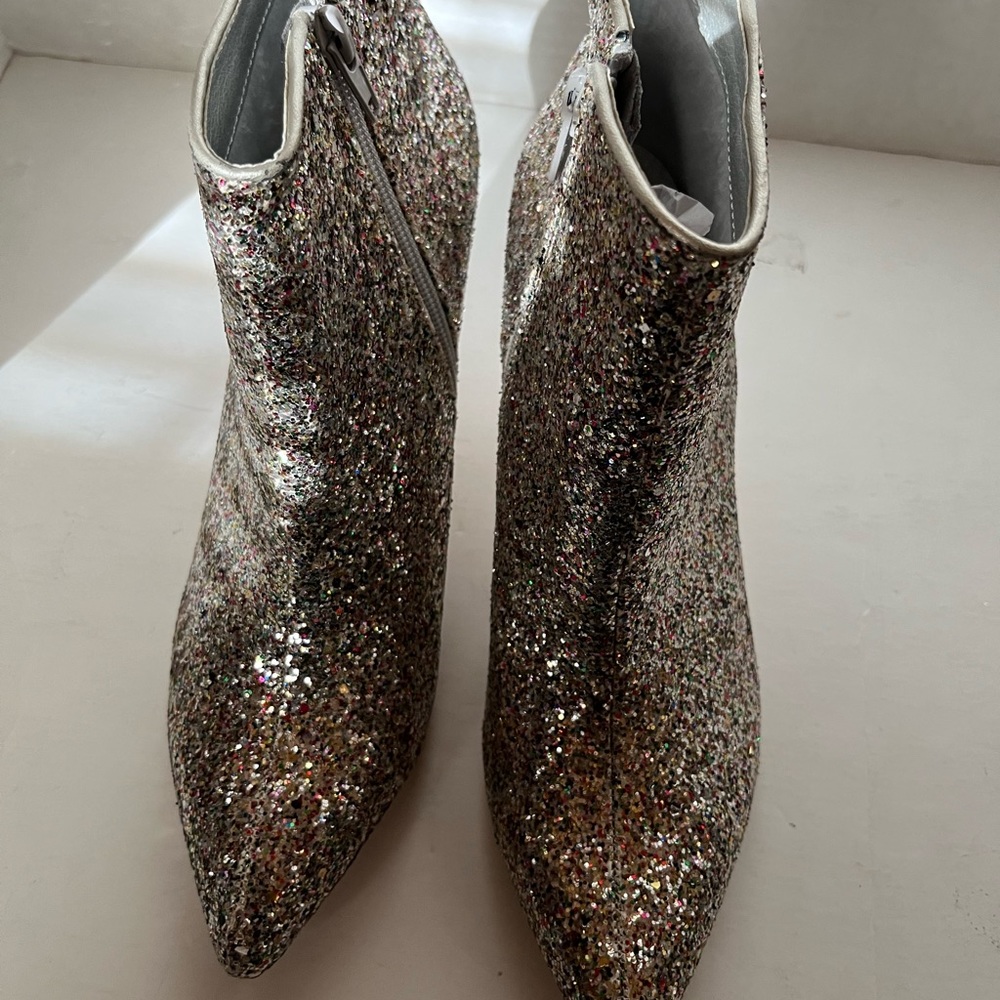 Allegra K Boots Womens Glitter Pointed Toe Stileto Heel - Women | Color: Silver